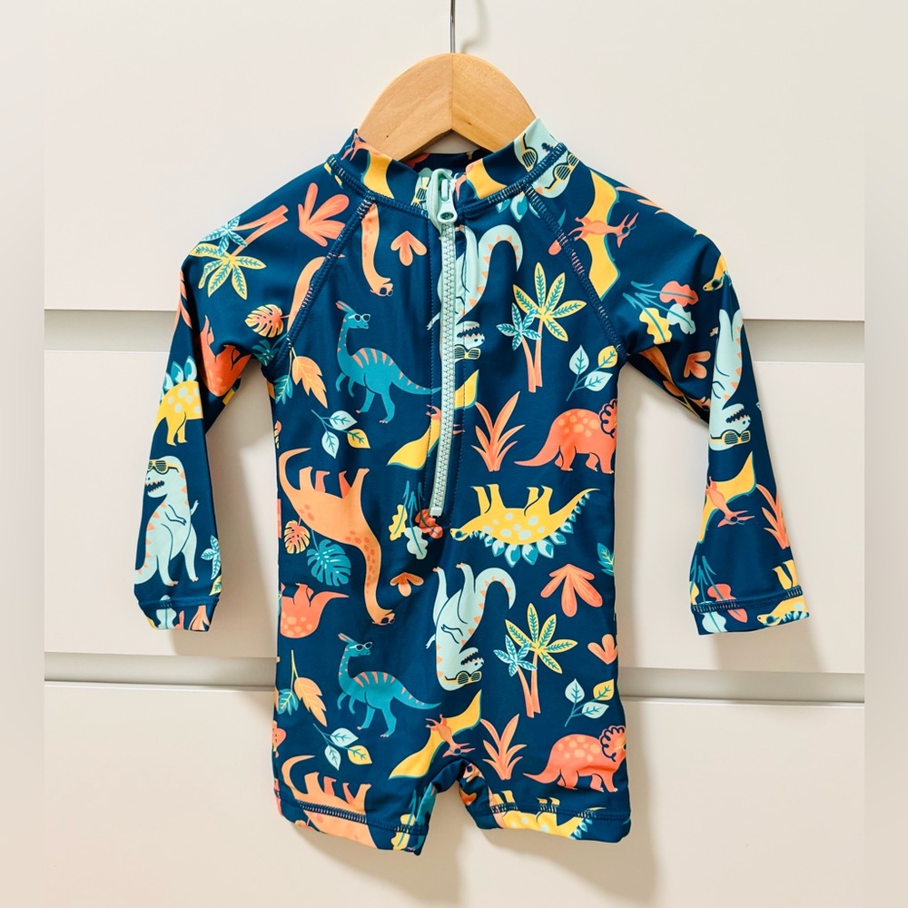 Panama Jack Navy Dinosaur Print Long-Sleeve Swimsuit - Size: 18mo. - NWOT!